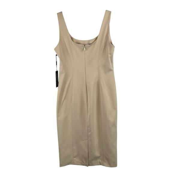 Karl Lagerfeld Tan Crepe Sleeveless Knee Length Scoop Neck Sheath Dress 6/SM NWT - Picture 4 of 16